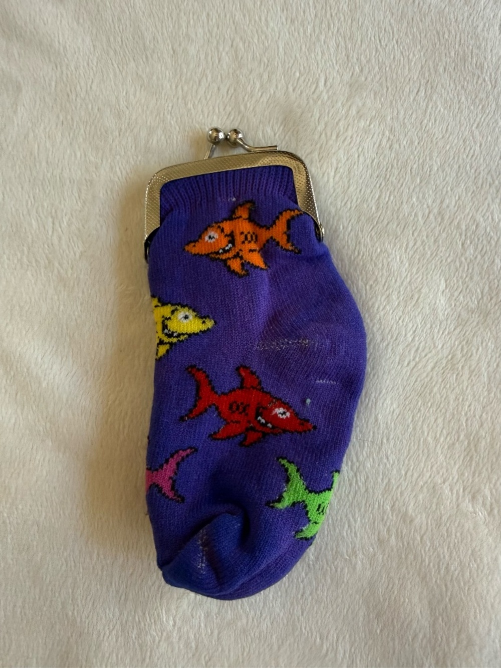 Shark Sock Coin Purse | Cute Kiss Lock Change Purse | Novelty Mini Pouch